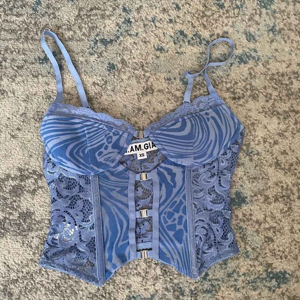 I.AM.GIA Blue Patterned Lace Corset
